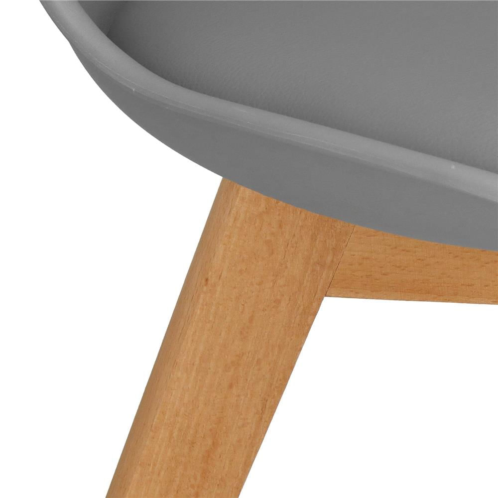 Set 4 scaune dining Verdhe pentru bucatarie cu perna tapitata cu piele ecologica, 44x82cm, gri — imaginea 5
