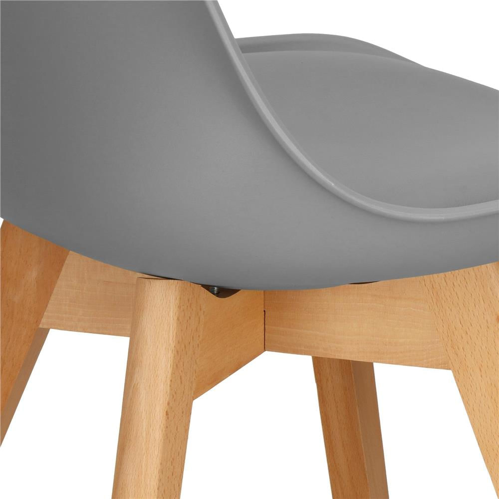 Set 4 scaune dining Verdhe pentru bucatarie cu perna tapitata cu piele ecologica, 44x82cm, gri — imaginea 7