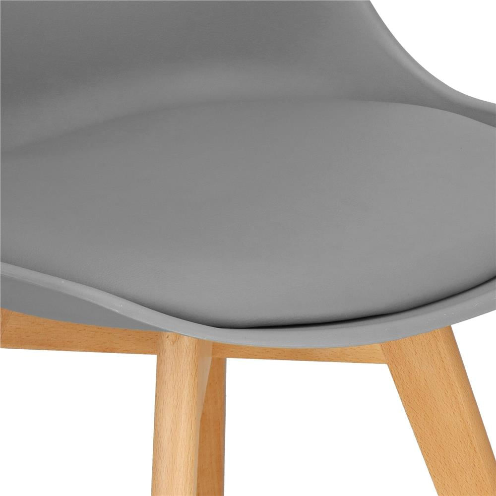 Set 4 scaune dining Verdhe pentru bucatarie cu perna tapitata cu piele ecologica, 44x82cm, gri — imaginea 9