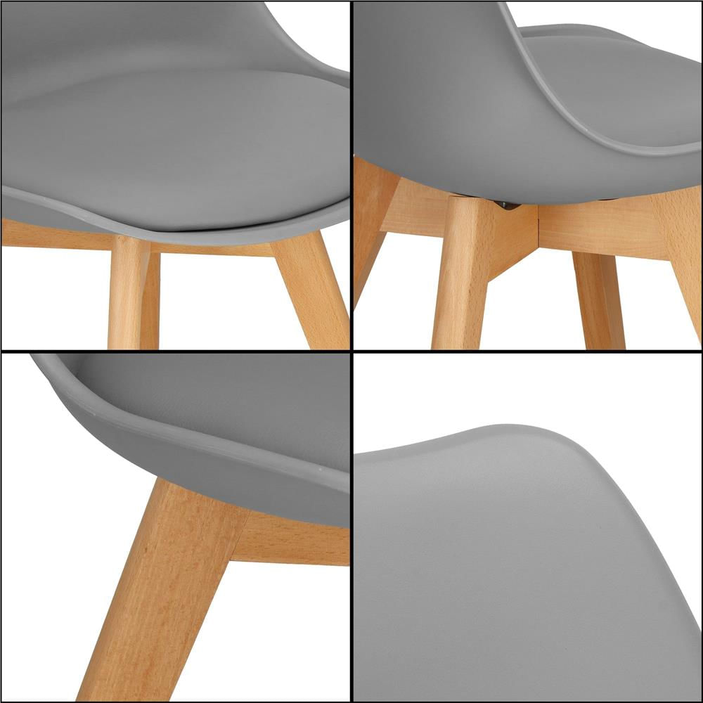 Set 4 scaune dining Verdhe pentru bucatarie cu perna tapitata cu piele ecologica, 44x82cm, gri — imaginea 11