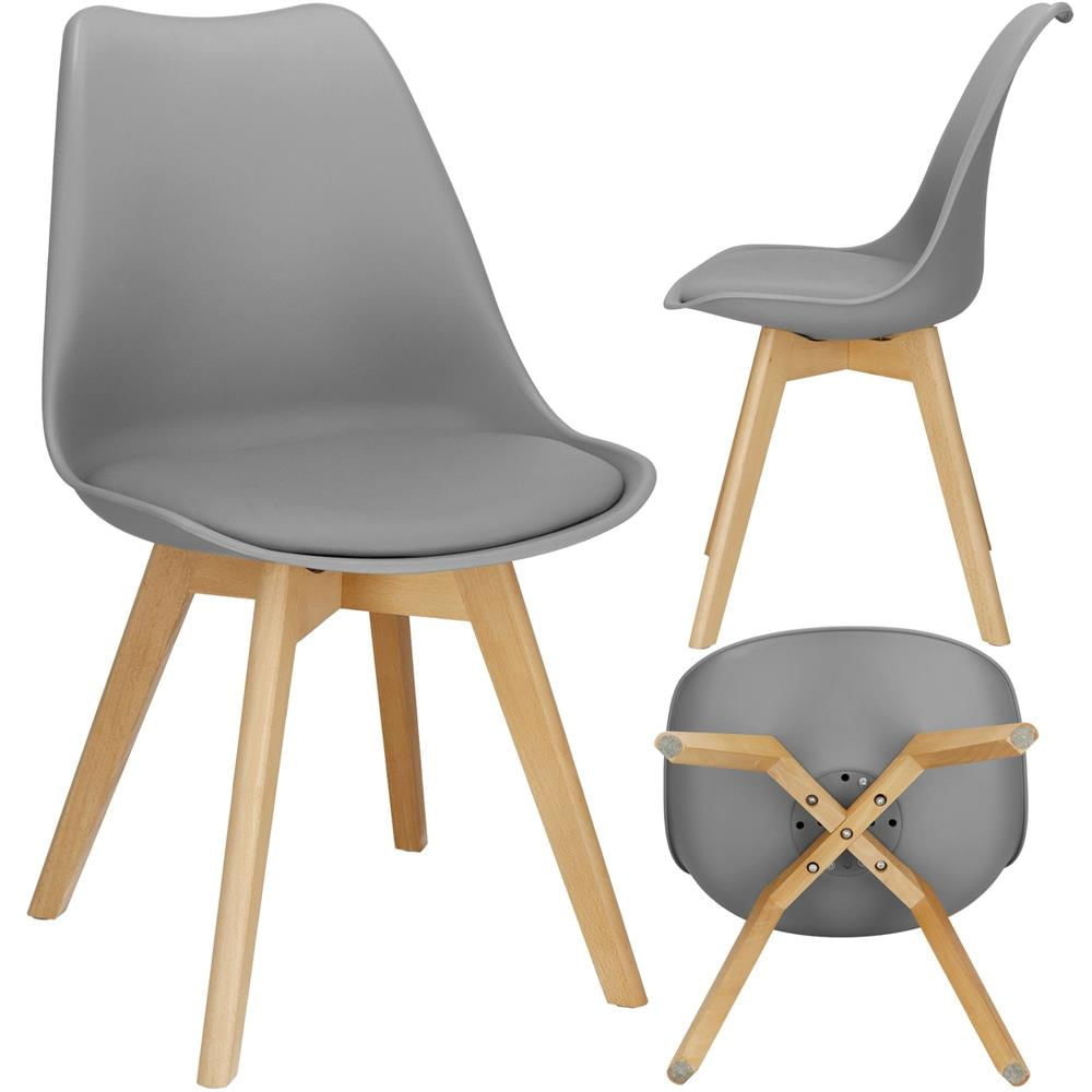 Set 4 scaune dining Verdhe pentru bucatarie cu perna tapitata cu piele ecologica, 44x82cm, gri — imaginea 12