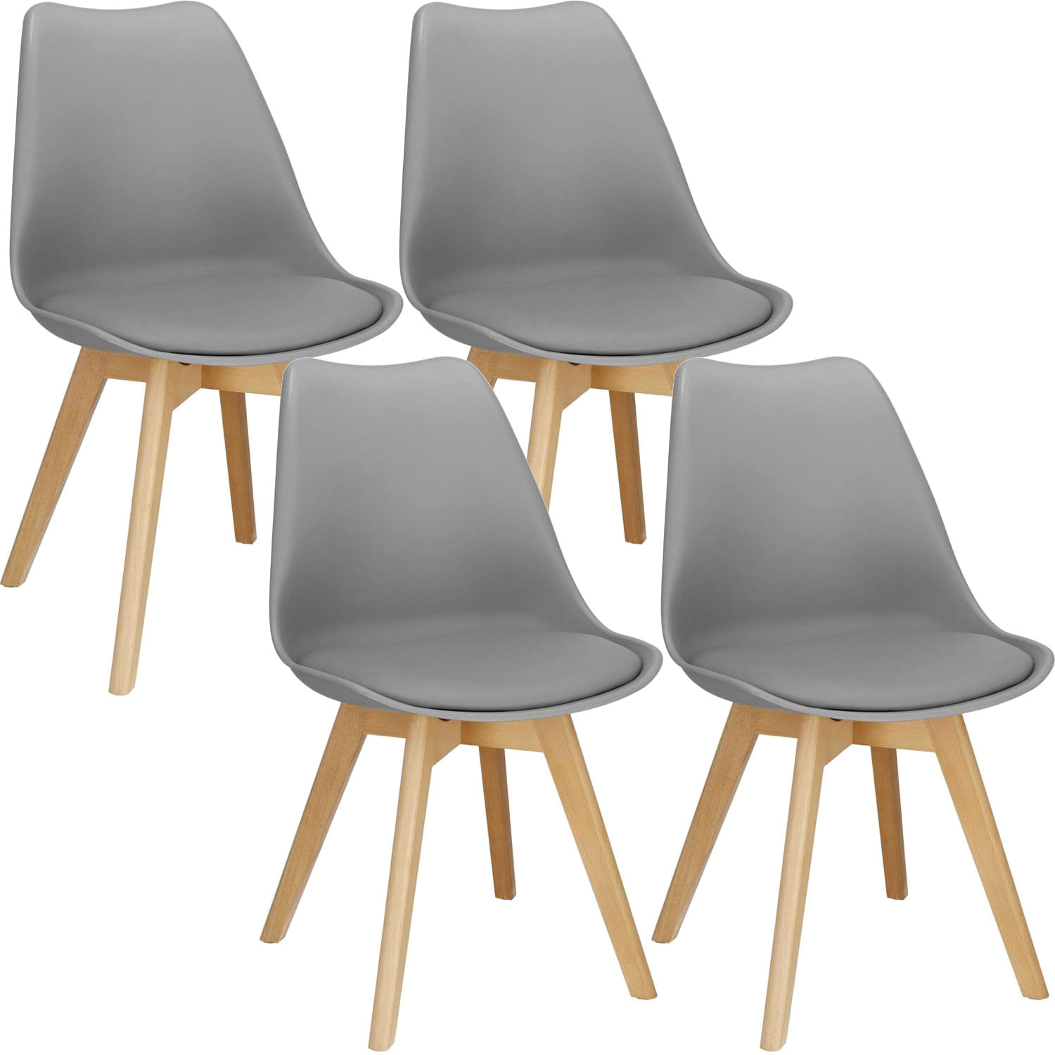 Set 4 scaune dining Verdhe pentru bucatarie cu perna tapitata cu piele ecologica, 44x82cm, gri — imaginea 13