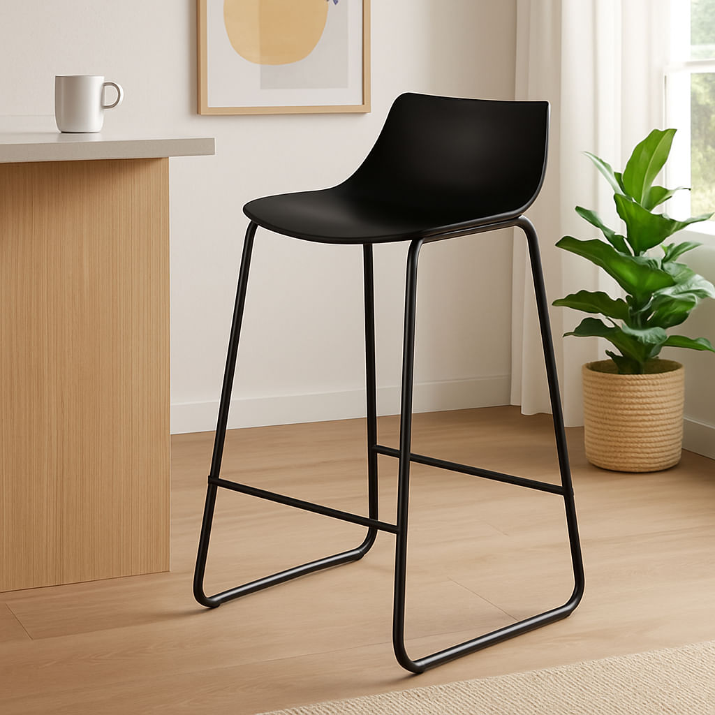 Scaun bar Atmosphera Otac, 47x49x83 cm, polipropilena si metal, negru — imaginea 6