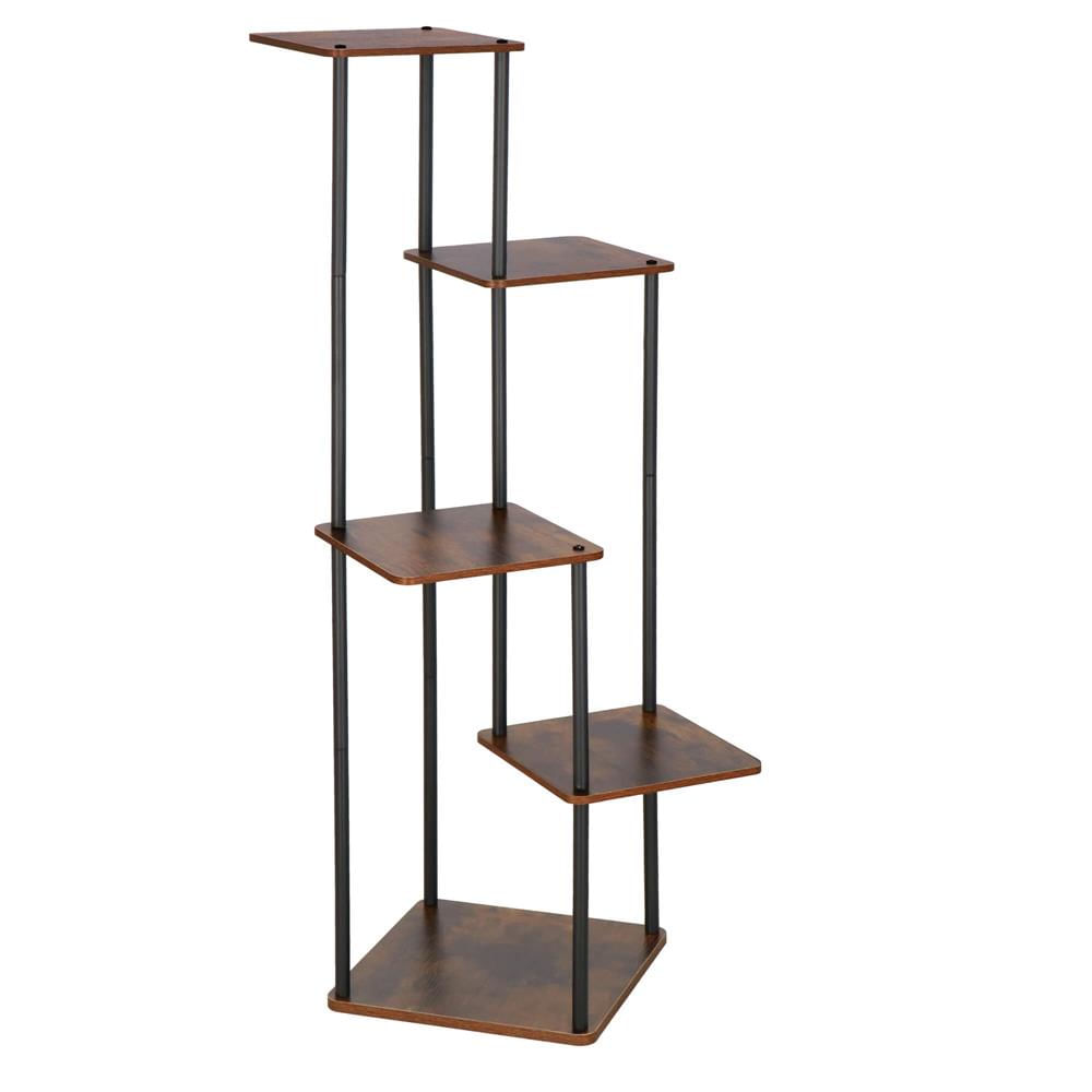 Suport pentru flori, 106x58 cm, negru/maro deschis – 5 rafturi, structura metalica, design modern — imaginea 5