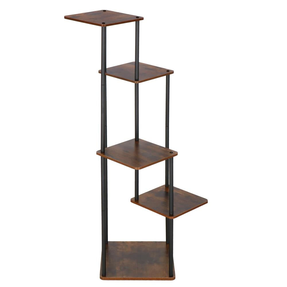 Suport pentru flori, 106x58 cm, negru/maro deschis – 5 rafturi, structura metalica, design modern — imaginea 13
