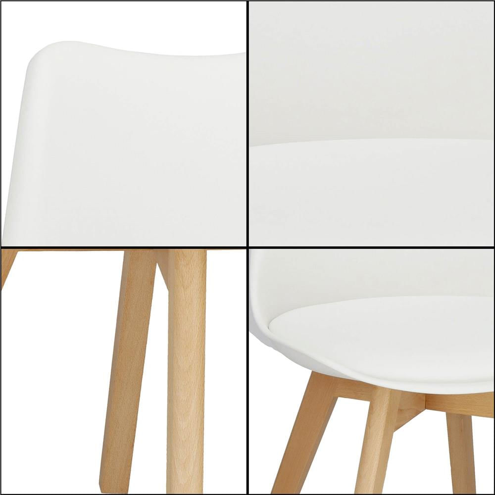 Set 4 scaune dining Verdhe pentru bucatarie cu perna tapitata cu piele ecologica, 44x82cm, alb — imaginea 5