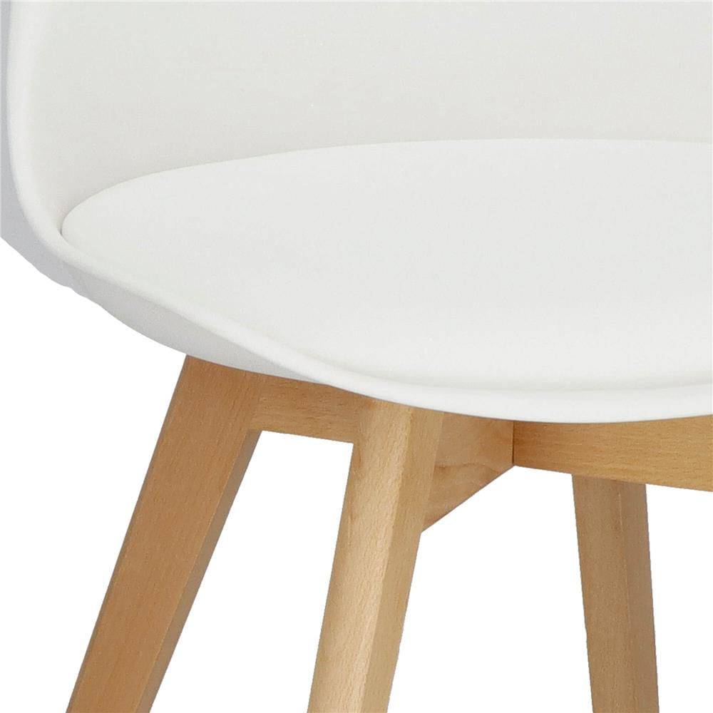 Set 4 scaune dining Verdhe pentru bucatarie cu perna tapitata cu piele ecologica, 44x82cm, alb — imaginea 7