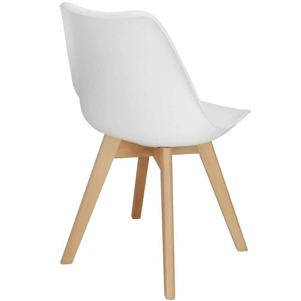 Set 4 scaune dining Verdhe pentru bucatarie cu perna tapitata cu piele ecologica, 44x82cm, alb — imaginea 8