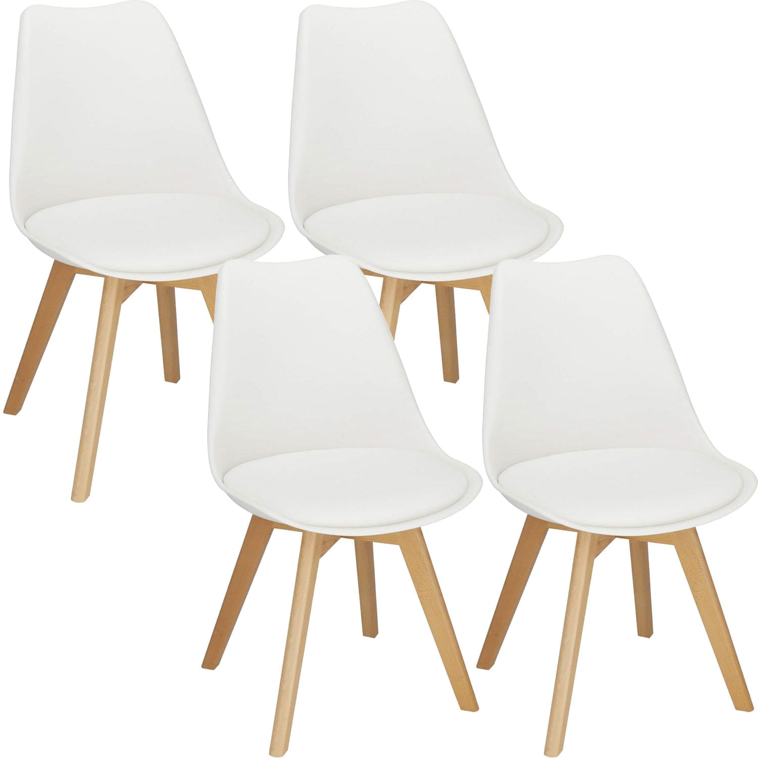 Set 4 scaune dining Verdhe pentru bucatarie cu perna tapitata cu piele ecologica, 44x82cm, alb — imaginea 9