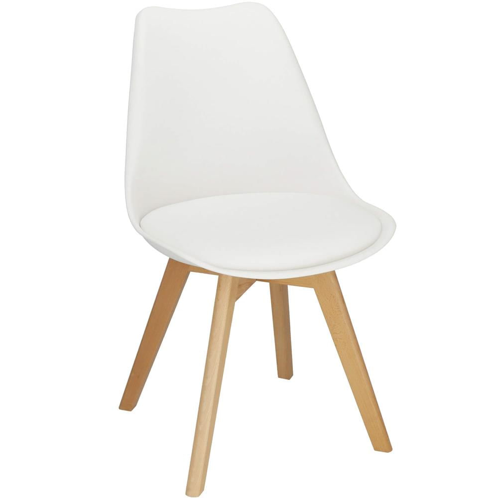 Set 4 scaune dining Verdhe pentru bucatarie cu perna tapitata cu piele ecologica, 44x82cm, alb — imaginea 14