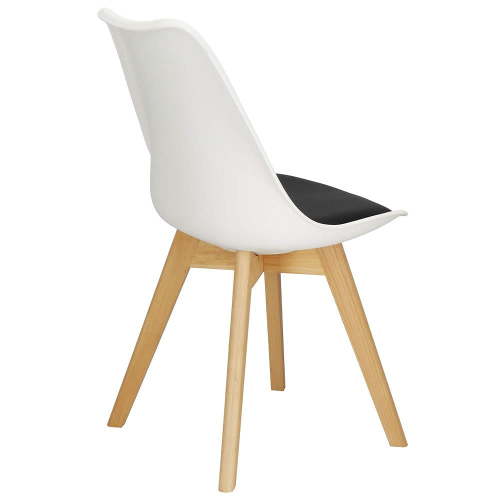 Set 4 scaune dining Verdhe pentru bucatarie cu perna tapitata cu piele ecologica, 44x82cm, alb negru — imaginea 2