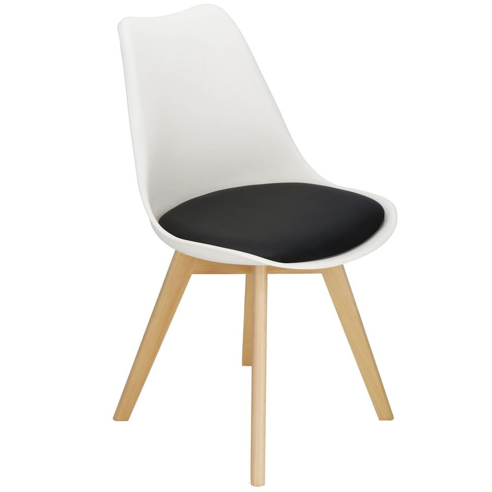 Set 4 scaune dining Verdhe pentru bucatarie cu perna tapitata cu piele ecologica, 44x82cm, alb negru — imaginea 11