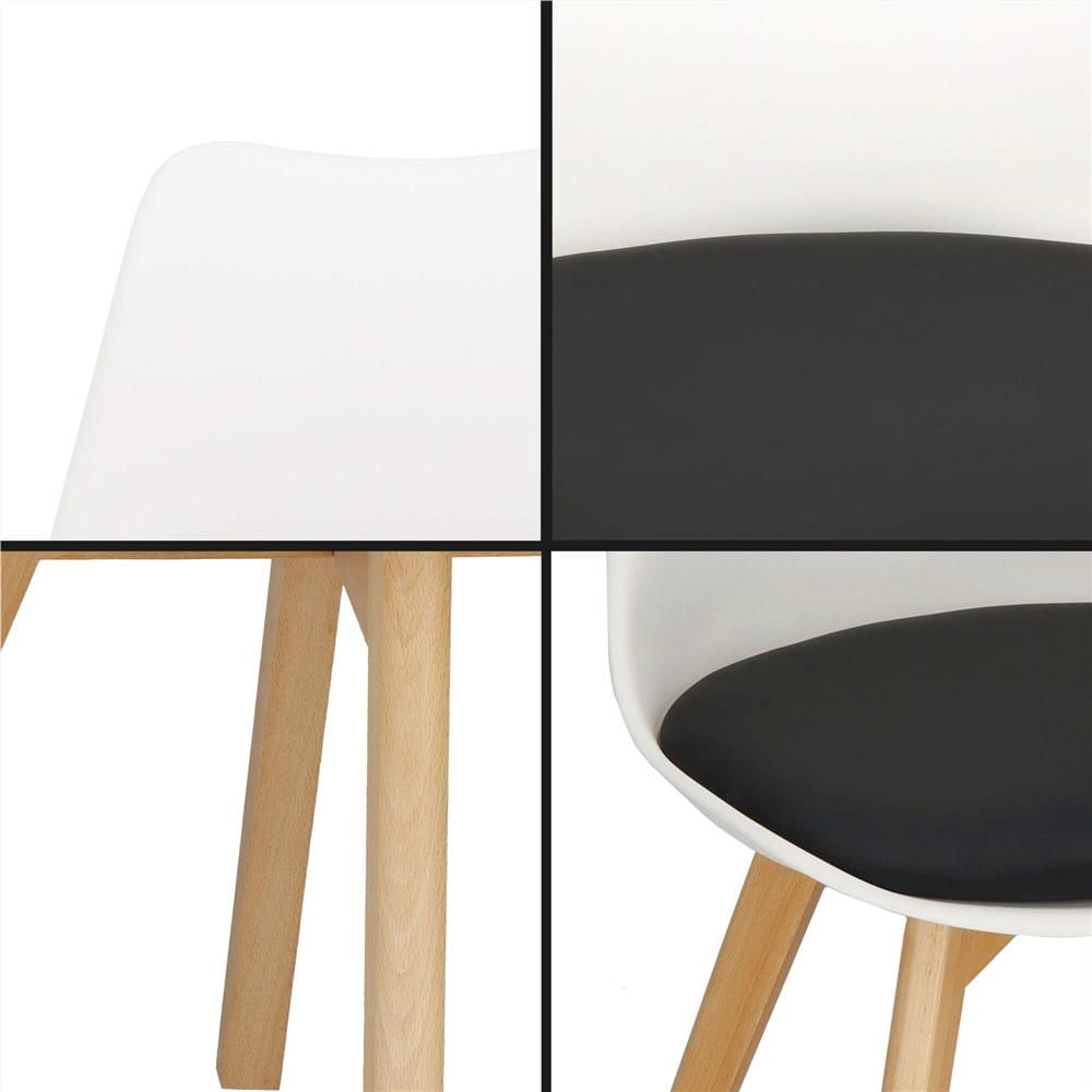 Set 4 scaune dining Verdhe pentru bucatarie cu perna tapitata cu piele ecologica, 44x82cm, alb negru — imaginea 12