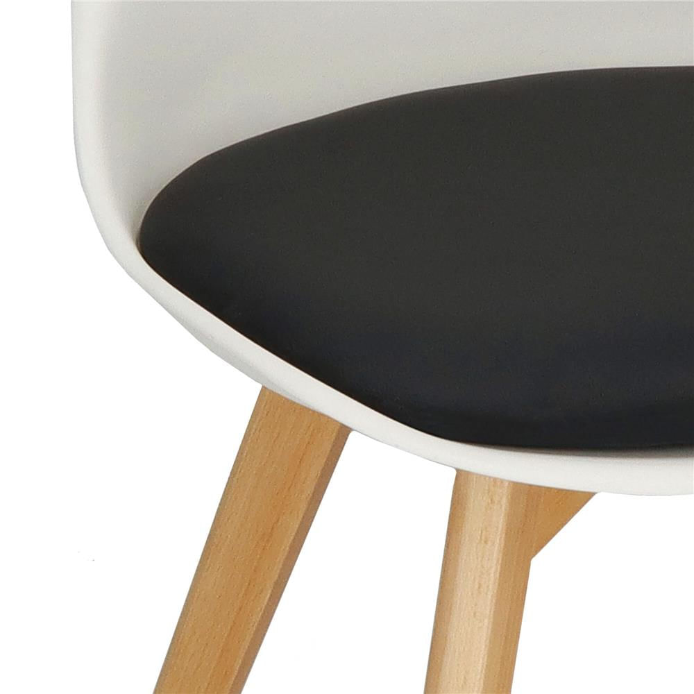 Set 4 scaune dining Verdhe pentru bucatarie cu perna tapitata cu piele ecologica, 44x82cm, alb negru — imaginea 13