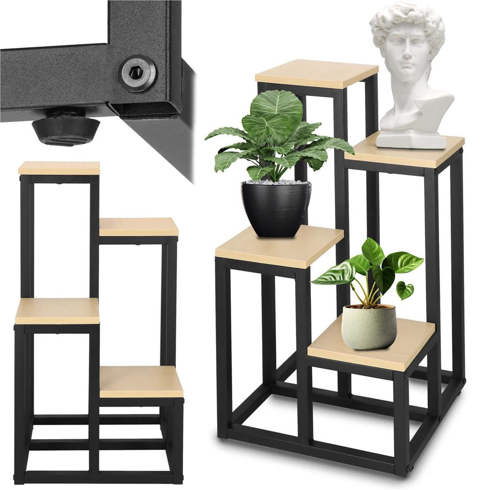 Stand pentru flori, cadru metalic, 4 etajere, 34x34x68 cm, bej — imaginea 7