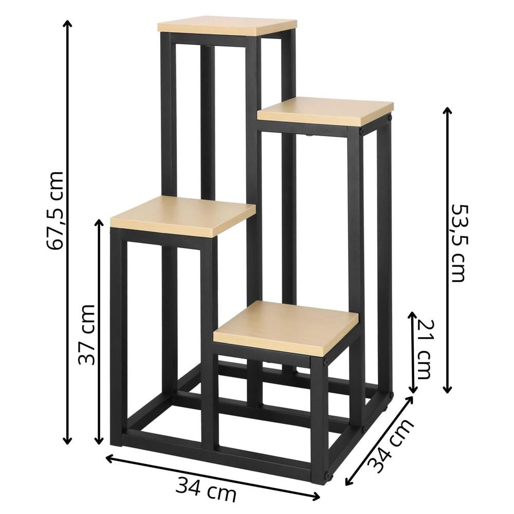 Stand pentru flori, cadru metalic, 4 etajere, 34x34x68 cm, bej — imaginea 8