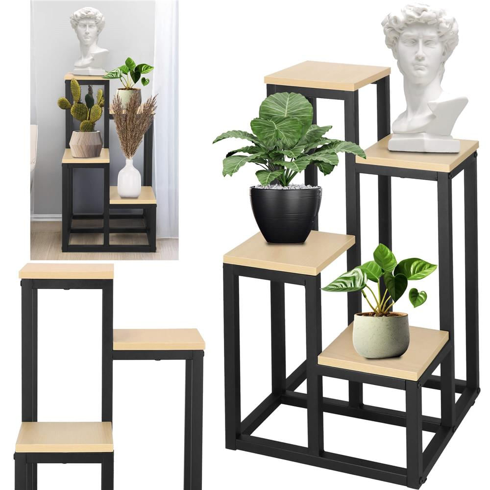 Stand pentru flori, cadru metalic, 4 etajere, 34x34x68 cm, bej — imaginea 12