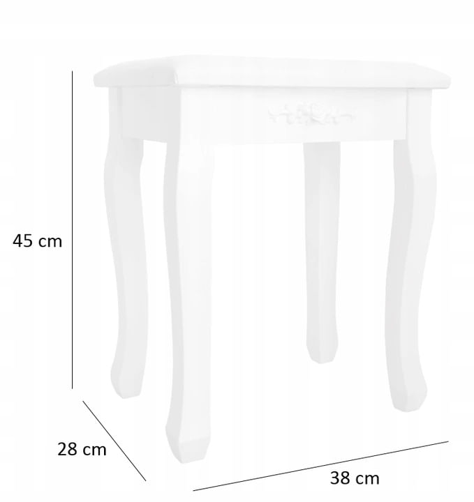 Taburet tapitat pentru masa de toaleta, picioare din lemn masiv, 38x28x45 cm — imaginea 3