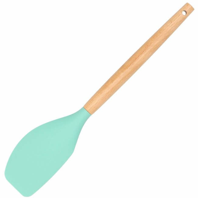 Set Sersimo 12 ustensile de bucatarie din silicon termorezistent si maner din bambus, verde — imaginea 2