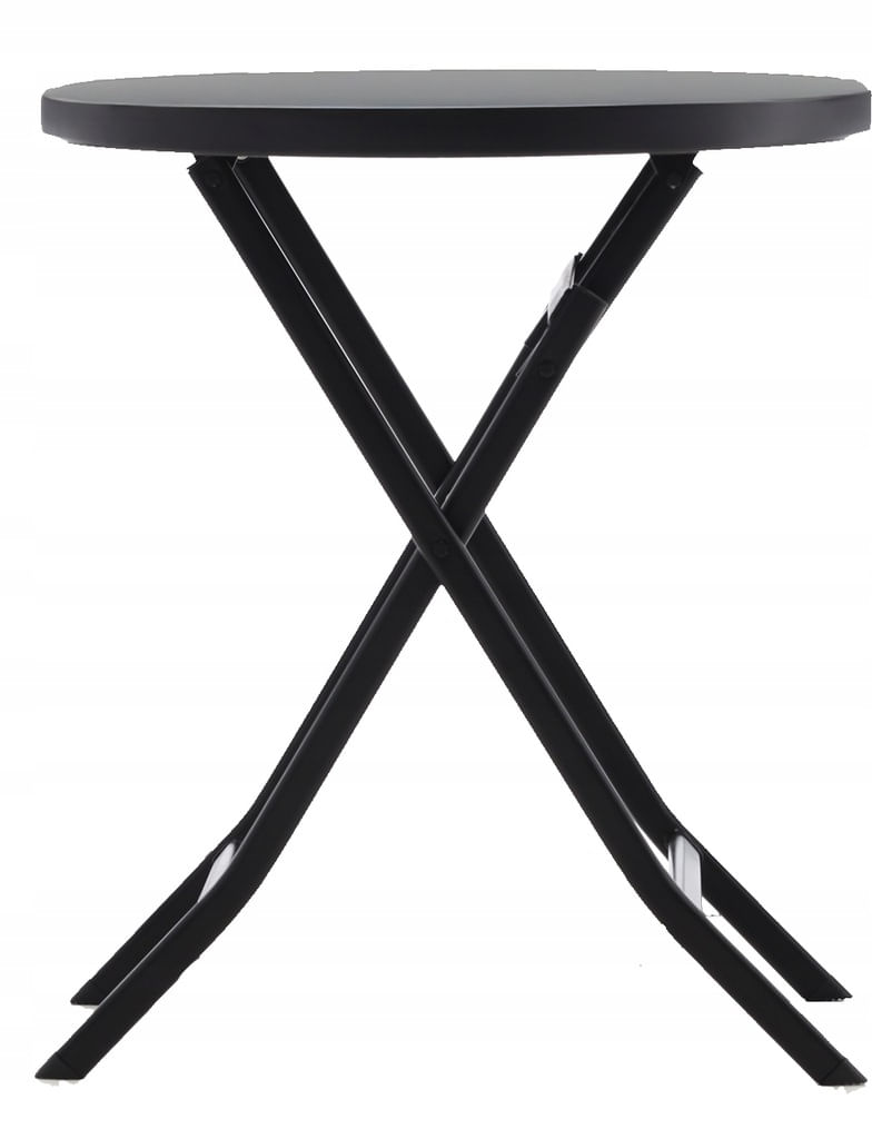 Set mobilier balcon pliabil cu masa sticla si 2 scaune, structura metalica, 60x70 cm, negru — imaginea 4