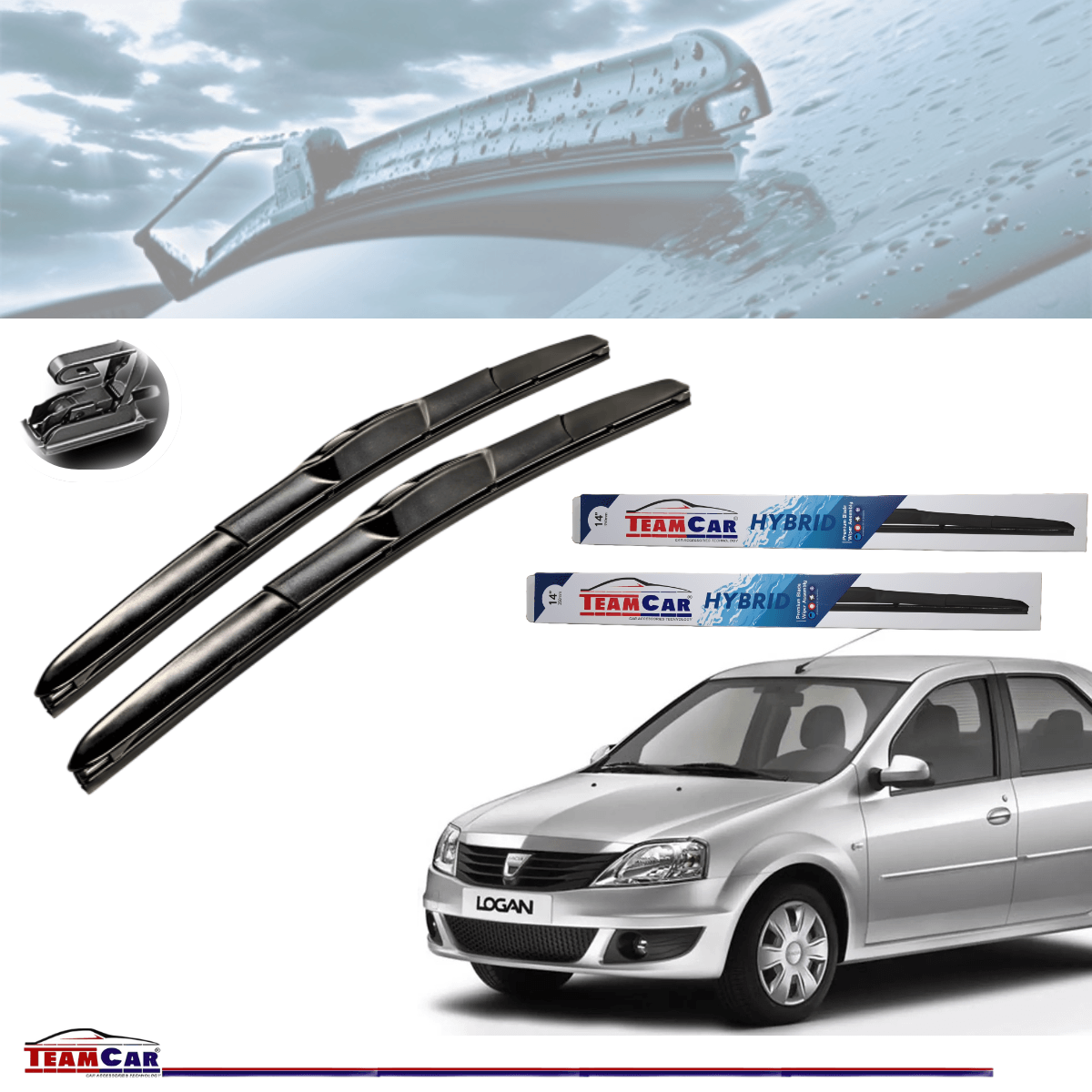 Stergatoare TeamCar® Dacia Logan I (2004–2012) – Hybrid - Set fata - imagine 9