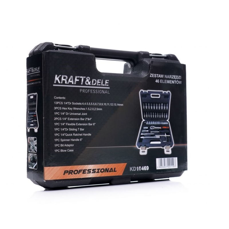 Trusa profesionala scule, Kraft&Dele KD10469, 46 piese, biti, surubelnite, clichet, soclu — imaginea 8