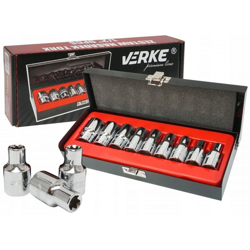 Set chei torx, Verke V39111, E10-E24, 1/2", 9 piese — imaginea 2