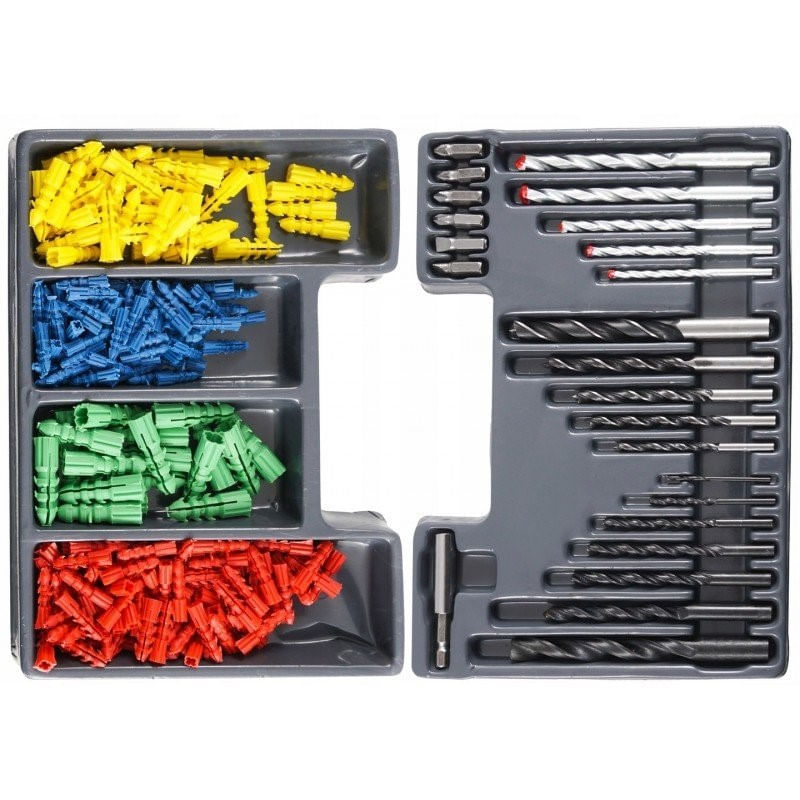 Set burghie, dibluri si biti, Verke V05080, metal, lemn, beton, 300 piese