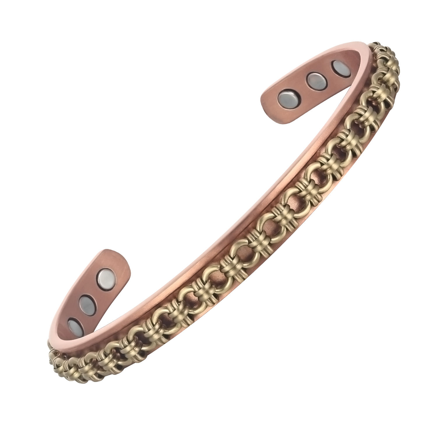 BRĂȚARĂ MAGNETICĂ TERAPEUTICĂ XTERRA DIN CUPRU PUR 99,99% CU 6 MAGNEȚI DE NEODIM | Model VS1106