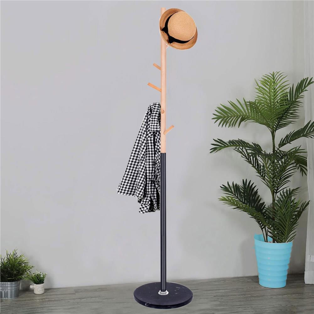 Cuier tip pom din metal Sersimo, 6 agatatoare, 180cm, negru maro — imaginea 3