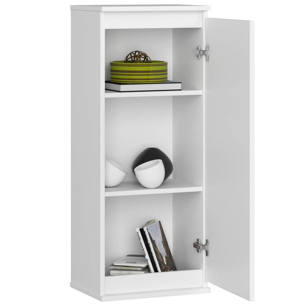 Dulap suspendat, cu usa si 3 rafturi interioare, PAL 16 mm, 40x30x99 cm, alb — imaginea 4