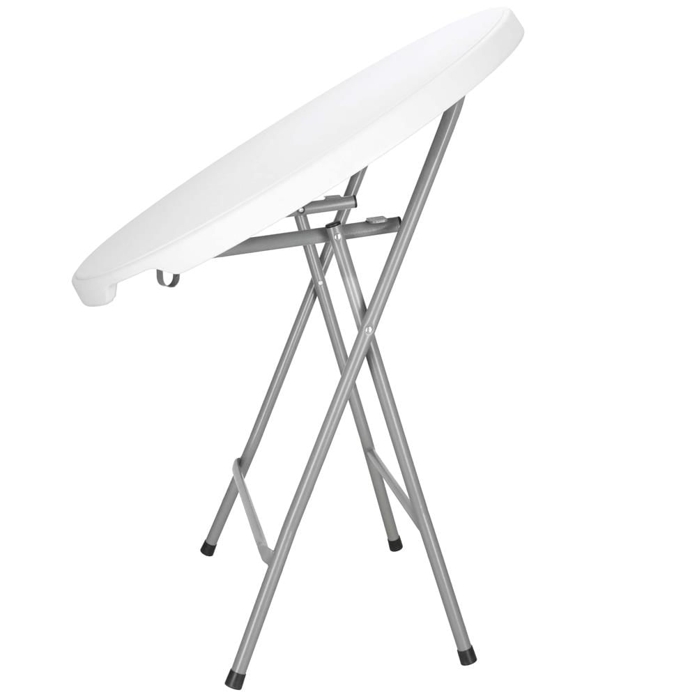 Masa pliabila rotunda pentru gradina sau catering 75x80 cm, HDPE si metal, alb — imaginea 2