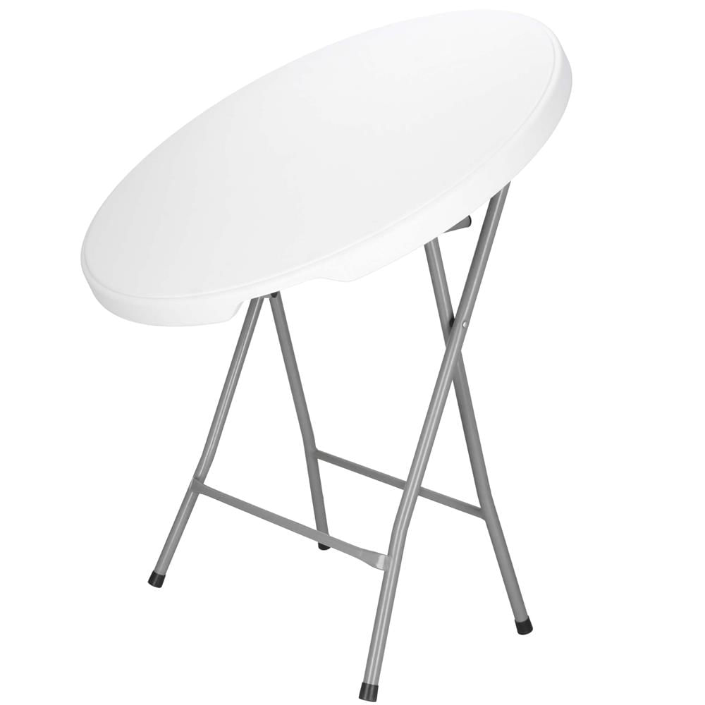 Masa pliabila rotunda pentru gradina sau catering 75x80 cm, HDPE si metal, alb — imaginea 4