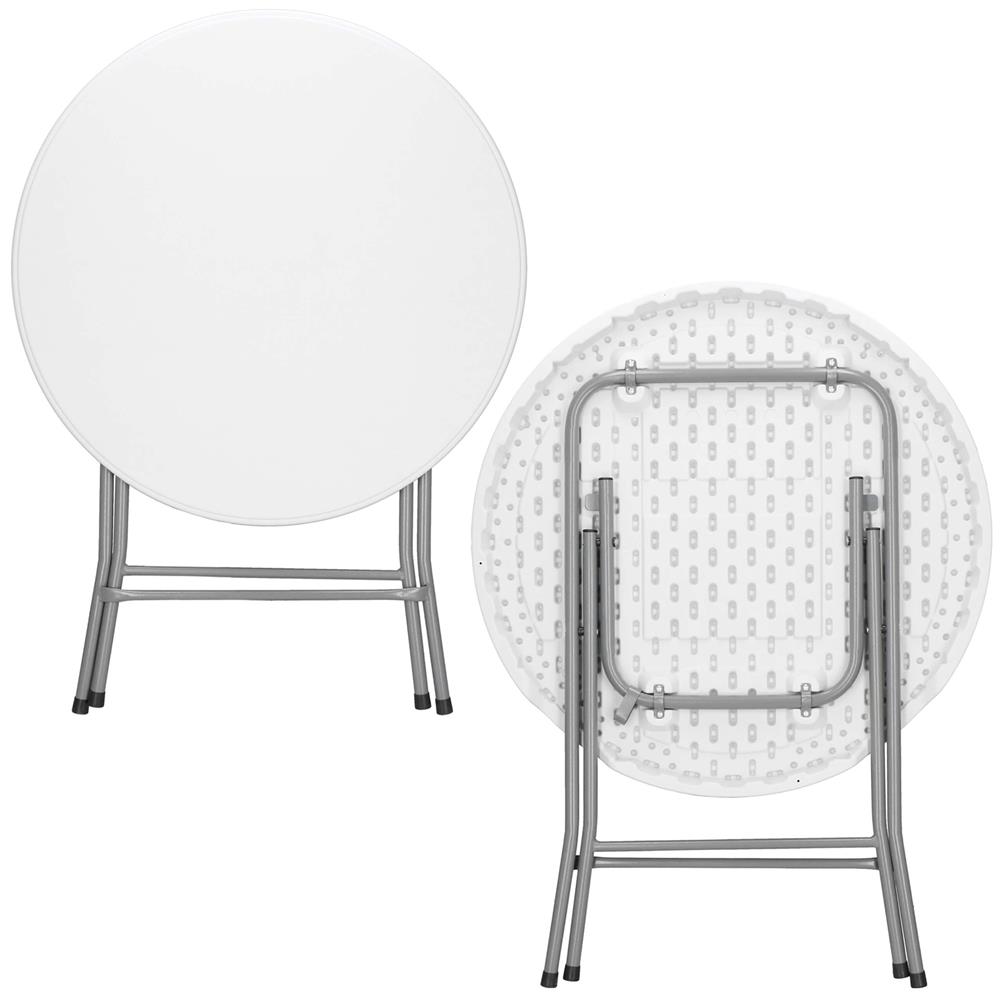 Masa pliabila rotunda pentru gradina sau catering 75x80 cm, HDPE si metal, alb — imaginea 6