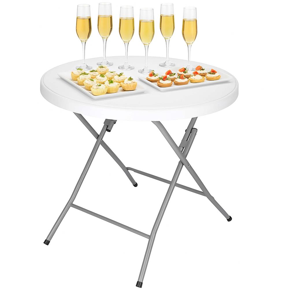 Masa pliabila rotunda pentru gradina sau catering 75x80 cm, HDPE si metal, alb — imaginea 8