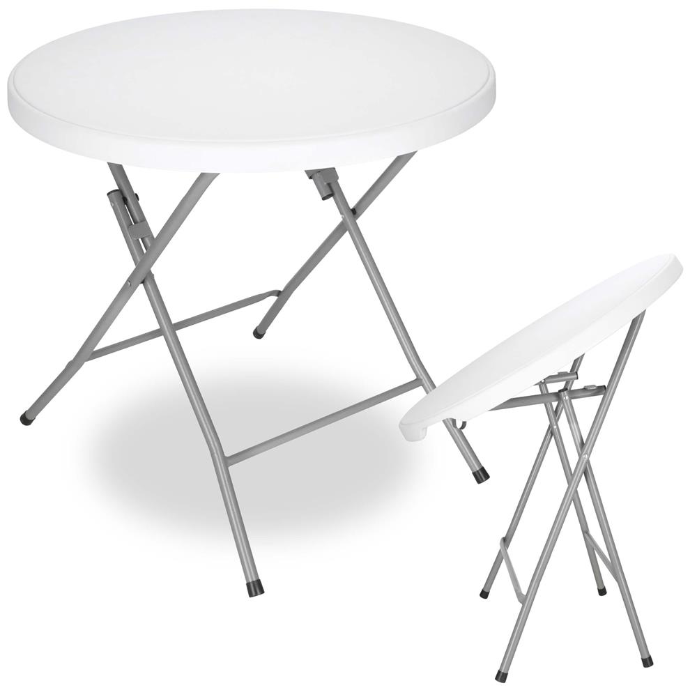 Masa pliabila rotunda pentru gradina sau catering 75x80 cm, HDPE si metal, alb — imaginea 12