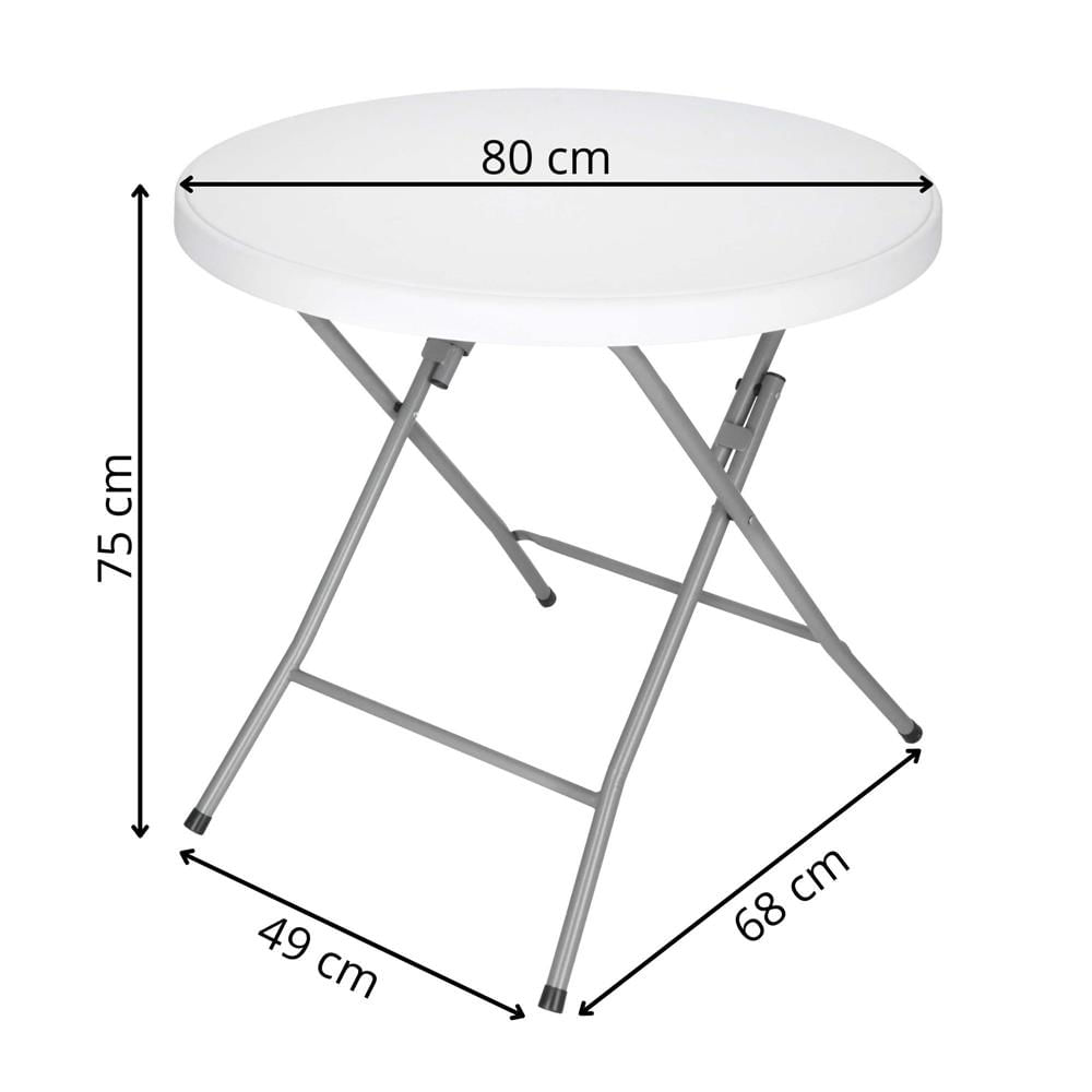 Masa pliabila rotunda pentru gradina sau catering 75x80 cm, HDPE si metal, alb — imaginea 13