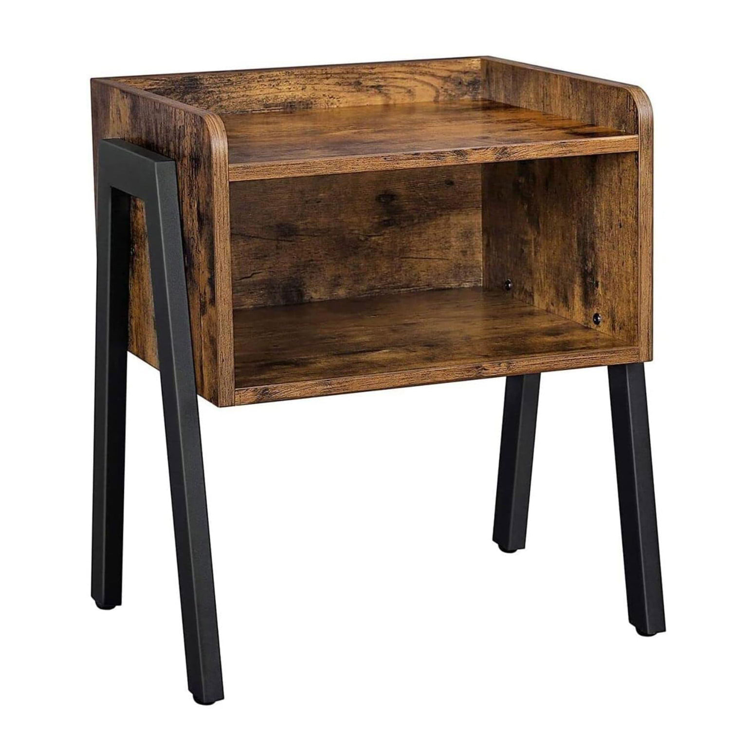 Noptiera cu compartiment de depozitare frontal deschis, MDF, 42x35x52cm, maro rustic — imaginea 3