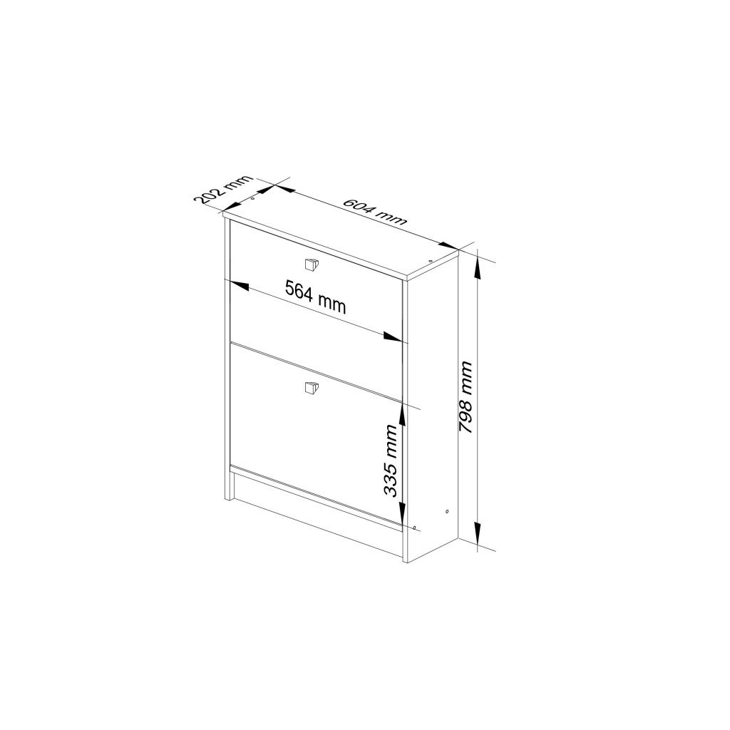 Dulap pantofi cu 2 usi rabatabile, PAL laminat 16 mm, 60x20x80 cm, stejar sonoma