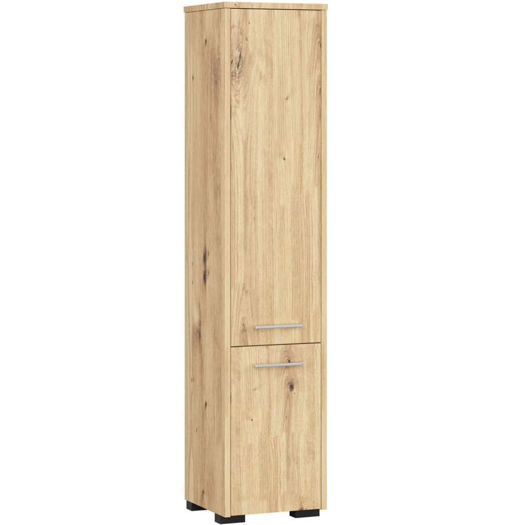 Dulap baie tip coloana cu 2 usi si 5 rafturi, PAL laminat, 30x30x140 cm, stejar artisan
