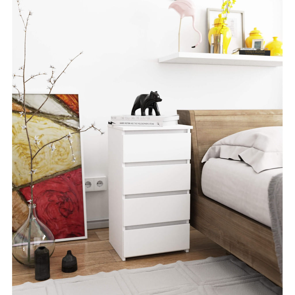 Comoda cu 4 sertare, PAL laminat 16mm, 40x35x74 cm, alb