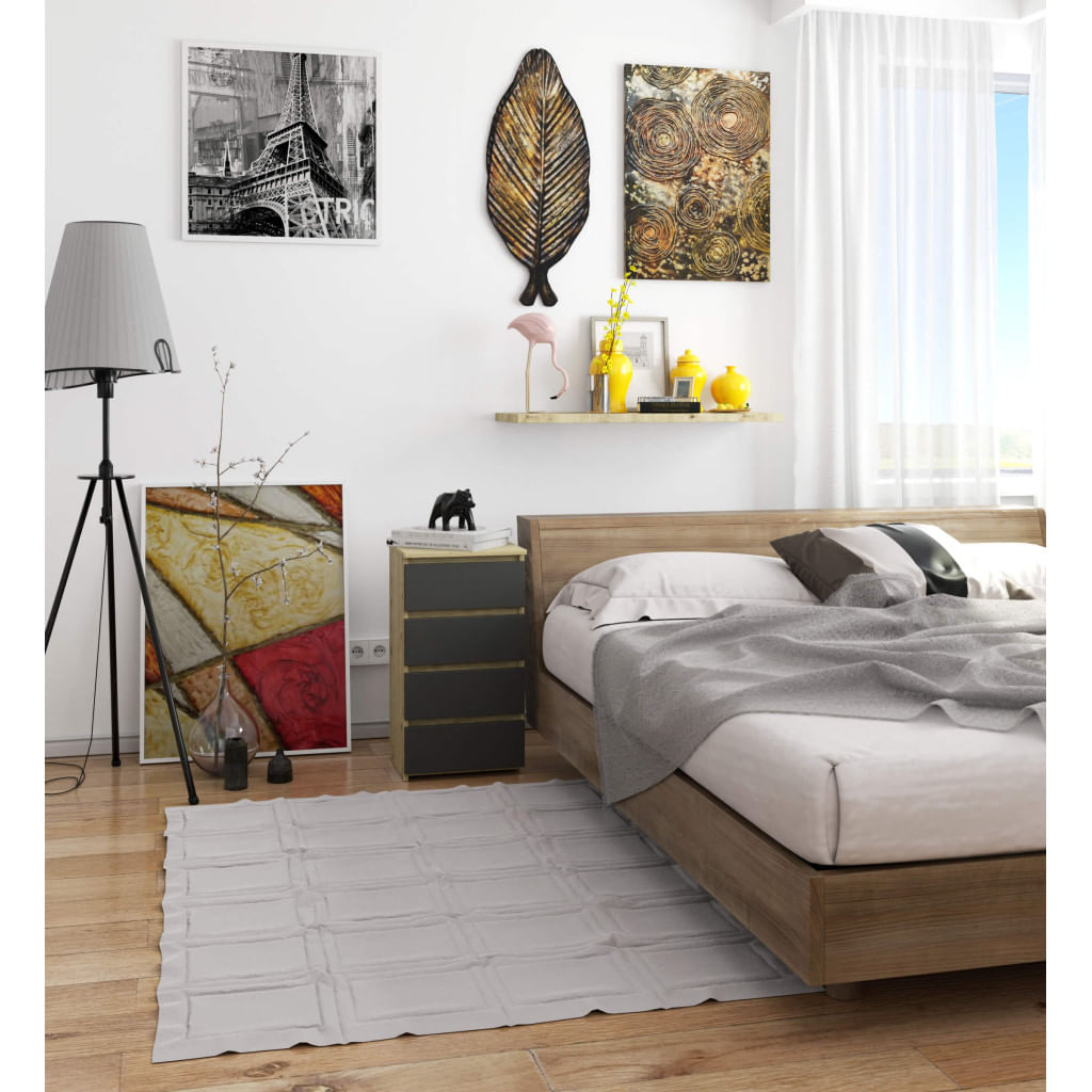 Comoda cu 4 sertare, PAL laminat 16mm, 40x35x74 cm, stejar artisan si gri — imaginea 5