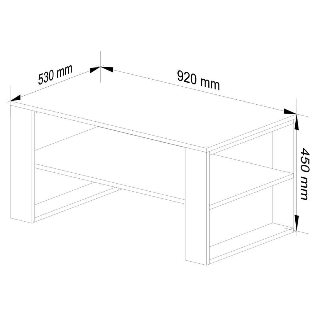 Masuta cafea ALEX cu raft inferior, PAL laminat, 92x53x45 cm, alb si negru — imaginea 3
