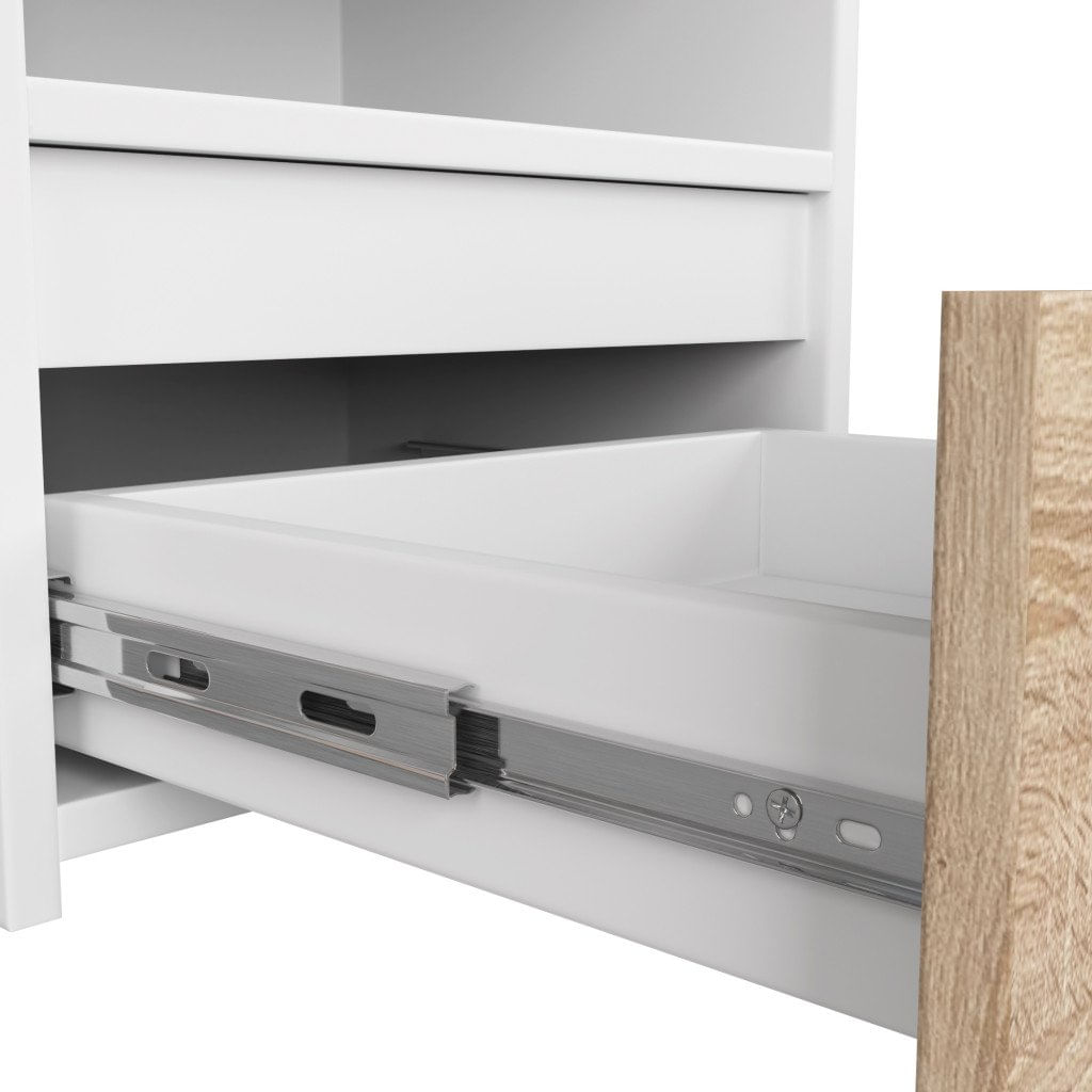 Noptiera cu 1 sertar, PAL laminat 16mm, 40x35x40 cm, alb si stejar sonoma — imaginea 5