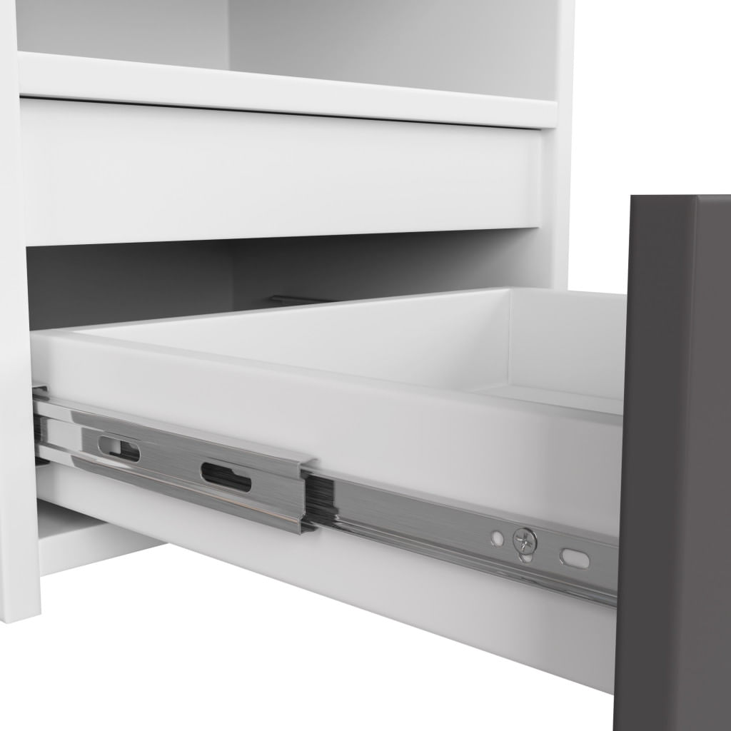 Noptiera cu 1 sertar, PAL laminat 16mm, 40x35x40 cm, alb si gri — imaginea 2