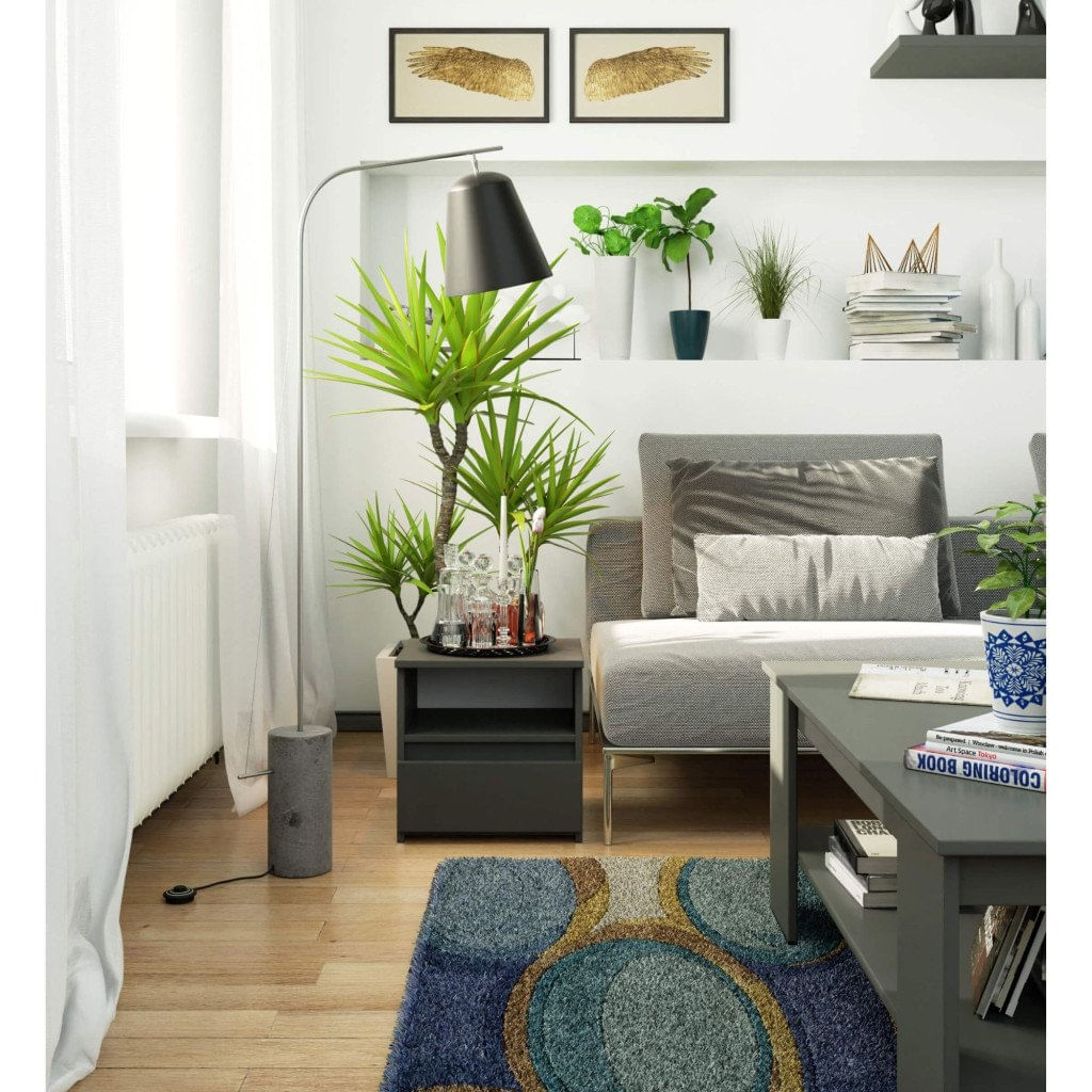 Noptiera cu 1 sertar, PAL laminat 16mm, 40x35x40 cm, gri — imaginea 3