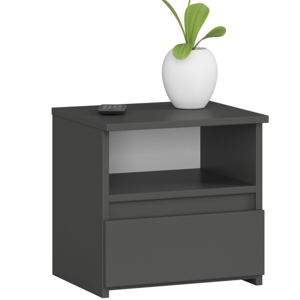 Noptiera cu 1 sertar, PAL laminat 16mm, 40x35x40 cm, gri — imaginea 4