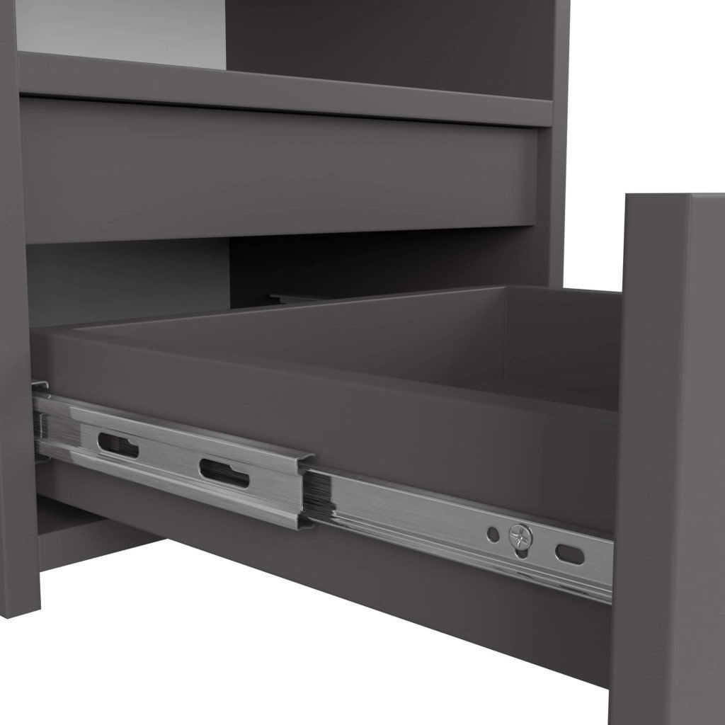 Noptiera cu 1 sertar, PAL laminat 16mm, 40x35x40 cm, gri — imaginea 5