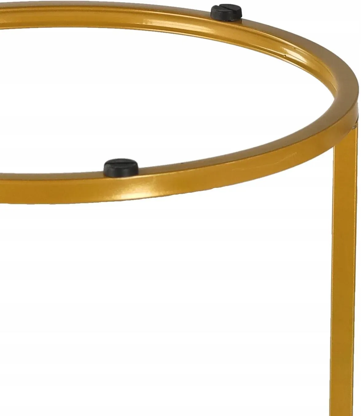 Set 2 masute cafea suprapozabile, MDF si metal, 60x50 cm si 40x40 cm, alb marmura si auriu — imaginea 2