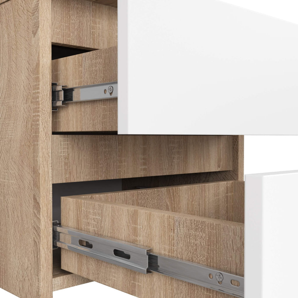 Noptiera cu 2 sertare, din PAL laminat, 40x35x40 cm, stejar sonoma si alb — imaginea 4